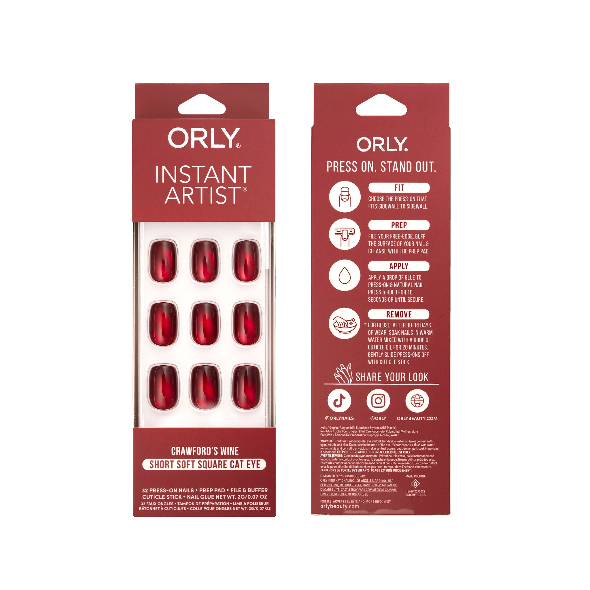 Crawford's Wine - Cat Eye Magnetic Effect - Press-Ons